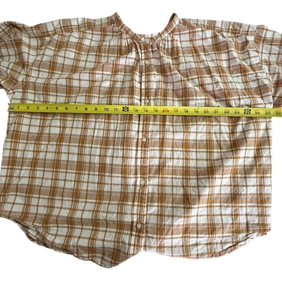 Free Assembly Brown White Plaid Long Sleeve Button Down • Used • Size: Large - Picture 5 of 7
